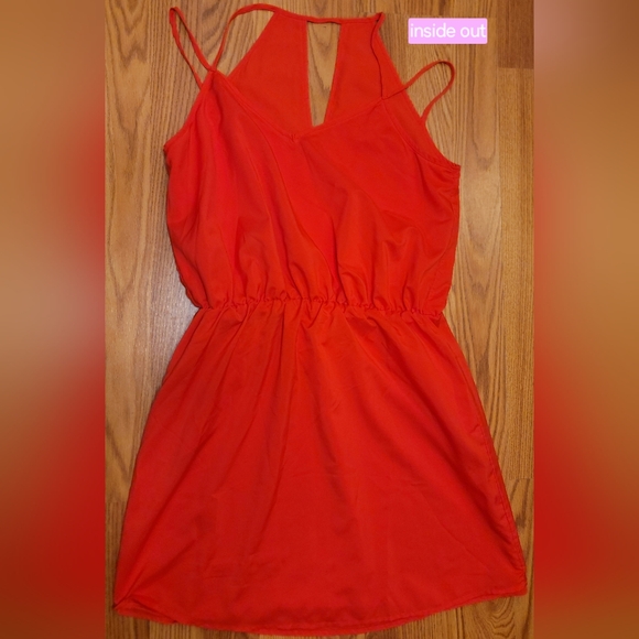 Banana Republic Womens Strappy Cutout Mini Dress V Neck Pockets Sz 4 Posted Red - Picture 13 of 16